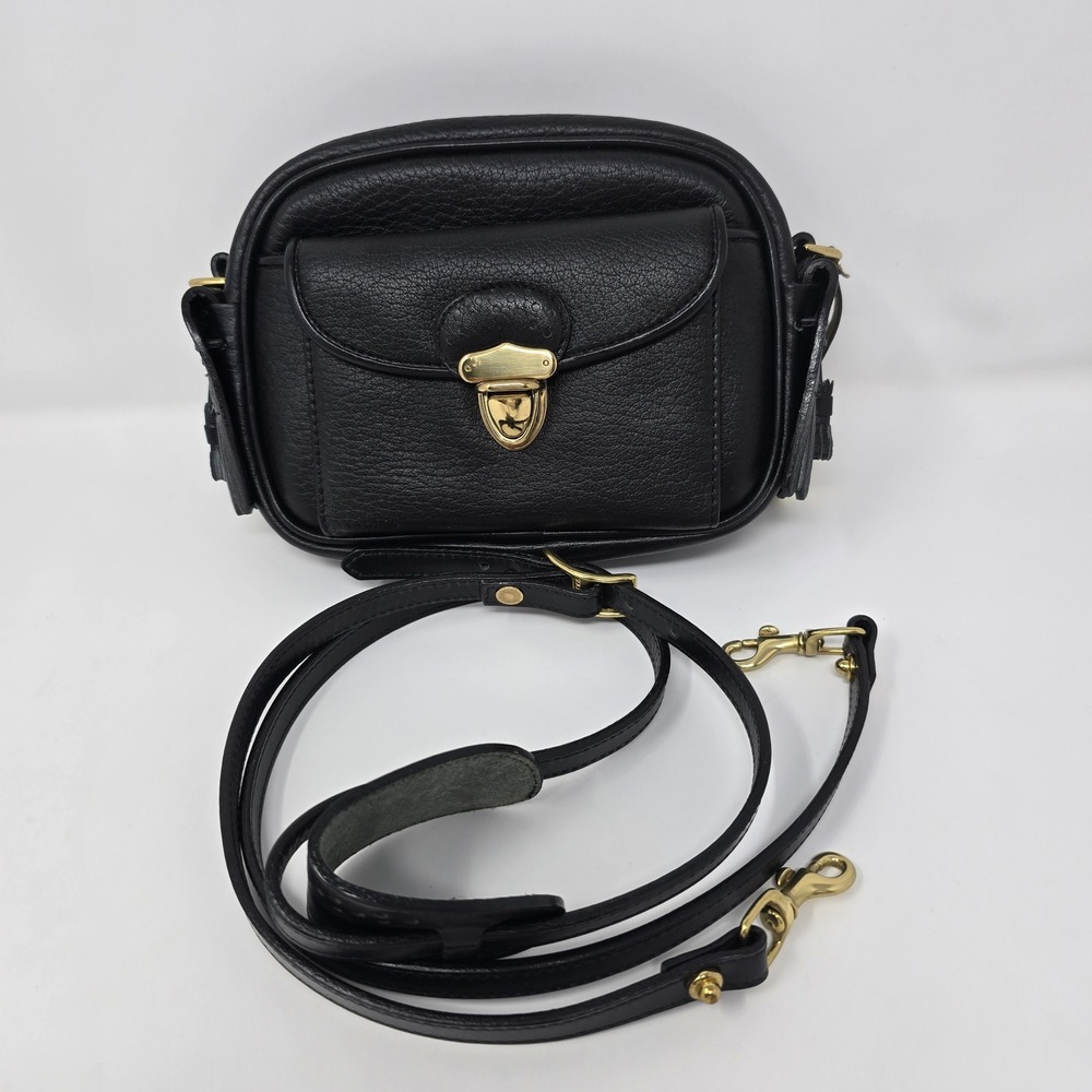 Vintage Dooney & Bourke Kilty Bag Black Crossbody AWL All Weather Leather 1980s - Picture 2 of 16